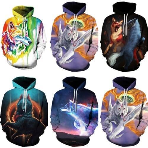 Fox and Wolf Printed Women 3d Hoodies Brand Sweatshirts Girl Boy Pullover Fashion Tracksuits Animal Streetwear Lovers Sweatshirt