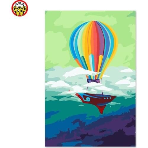 Painting by numbers art paint by number Hot air balloon dream Elementary school children gift simple learning sketch color do