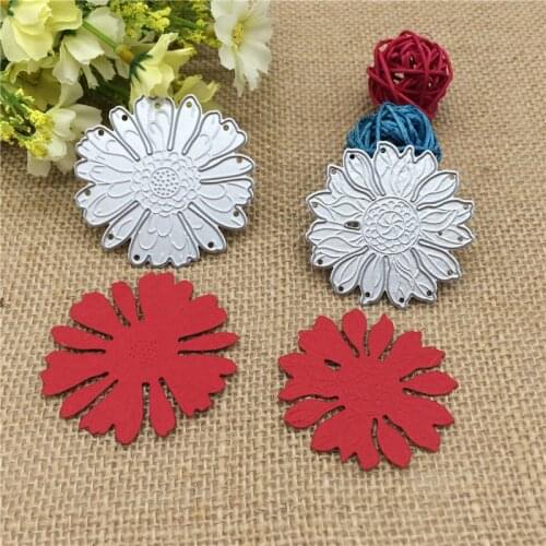 2pcs Chrysanthemum Flower Metal Cutting Dies Garland DIY Photo Album Decorative Embossing Stencils Card Template