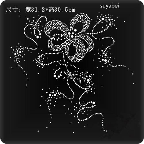 2pc/lot Big flower shirt decor design stones hot fix rhinestone motif designs iron on design rhinestone applique patch