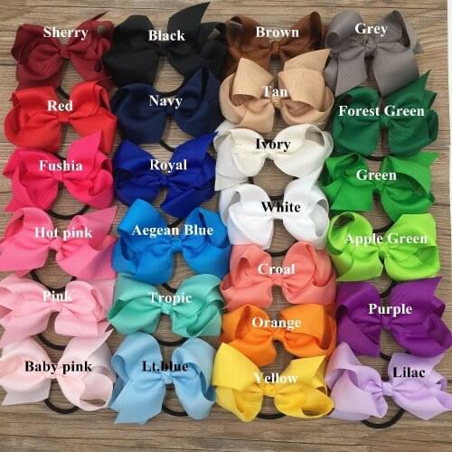 25pcs 4" Fashion Ponytail Holder Hair Pope Hair Ribbon Bows Tie Elastic Rubber Hair Band Accessories For Girls