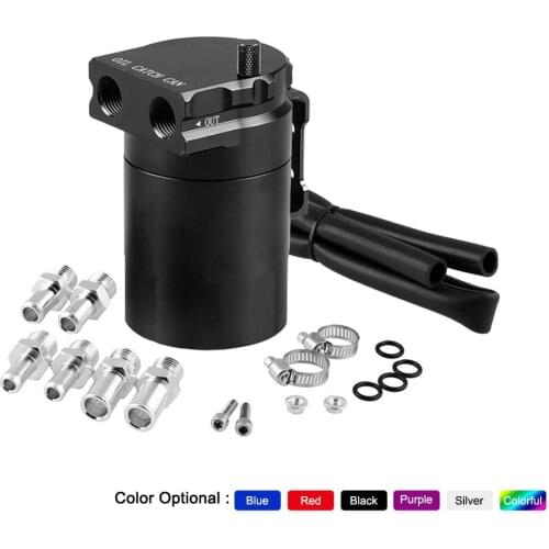 300ml Aluminum Baffled Car Oil Catch Tank Can Reservoir Universal Oil Catch Tank Cans with 9mm&15mm Fittings