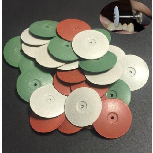 Dental Lab Polishing Wheels Burs Silicone Polishers Disk Coarse Green/White/Pink/Grey 50 Pcs