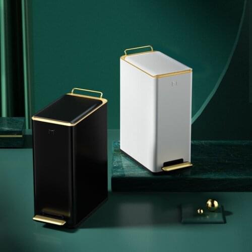 7L/10L Rectangular Trash Can With Pedal Portable Household Toilet Waste Bin Kitchen Stainless Steel Garbage Bins Storage Bucket
