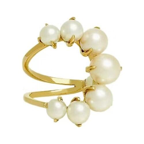 LONDANY Large and small pearl gradual ring opening unique ring shape European and American French Rings