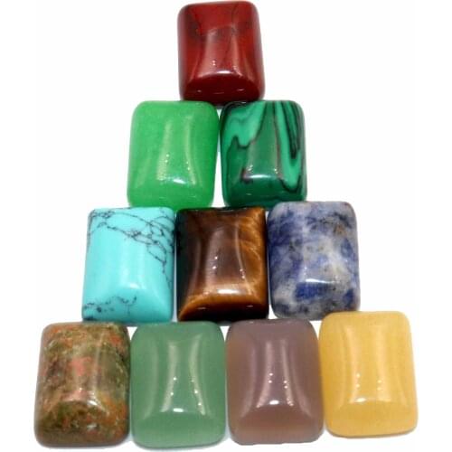 Natural Square Shape Agates Quartz Jades Tiger Eye Cabochon Stone Beads DIY Necklace Bracelet For Jewelry Accessories 10Pcs