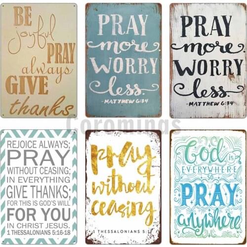 Church Pray Every Day Poster Retro Metal Tin Signs Plate 20x30cm Vintage Poster For Home Decoration Believer Bedroom Wall Decor