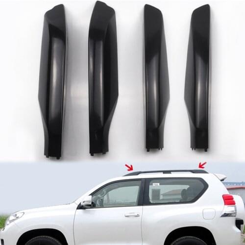 Black/Silver Roof Rack Bar Rail End Protection Cover Shell 4pcs for Toyota Land Cruiser PRADO J120 2003-2009/ J150 2010-2018