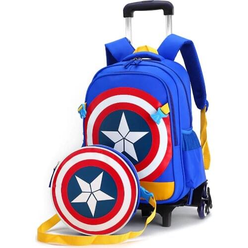 Children trolley/2- 6 wheels elementary school/student/books bag backpack/rucksack boy girls grade/class 1-4 with Shoulder bags