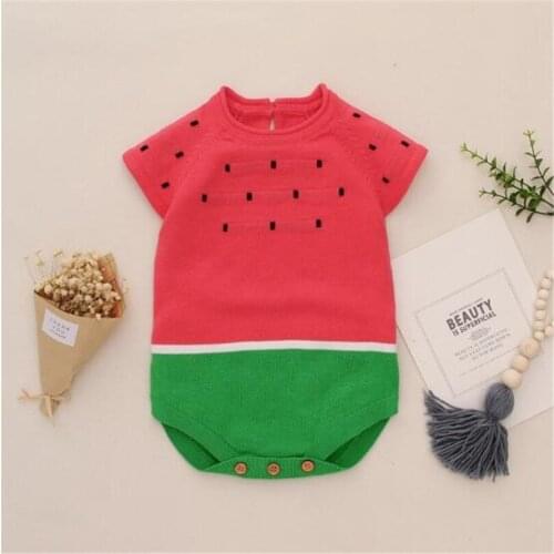 Baby Knitted Romper Watermelon Baby Costume Short Sleeve Baby Clothes Newborn Baby Girl Romper Infant Baby Boy Romper Jumpsuit