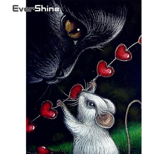 EverShine Diamond Painting Cartoon Cross Stitch Kits Handmade Full Square Drill Diamond Embroidery Cat 5D New Arrival Wall Art