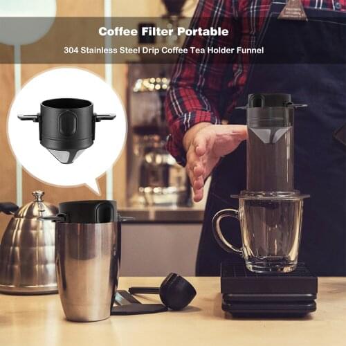 Pour Over Coffee Filter Portable Stainless Steel Reusable Drip Coffee Tea Holder Funnel Baskets For Home Offices Travel Camping