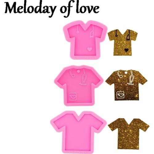 Glossy Scrub Top with Stethascope Epoxy Resin Molds Shirt Silicone Mold Diy Making Fits on A 1.58 Inch Badge Reel DY0331