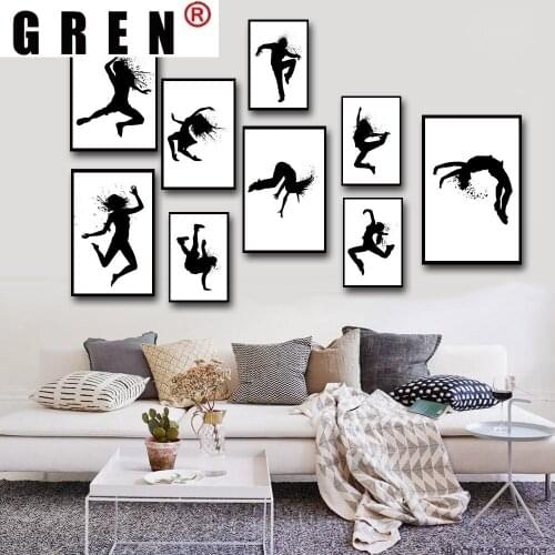 GREN Dancing Girl Music Hip Hop Street Dance Canvas Painting Wall Art Painting Print Poster Picture Living Room Home Decor