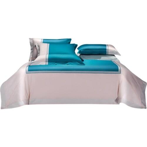 600TC Soft Egyptian Cotton Luxury European Style Embroidery Duvet Cover Set Pillow Cases Flat/Fitted Bed Sheet Color matching