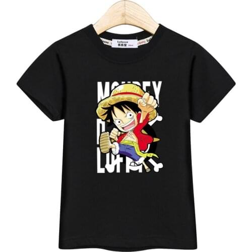 Little Luffy boys shirt new casual tops kids costume short sleeve cotton t-shirt One Piece Anime tees for teen boys 3-14T