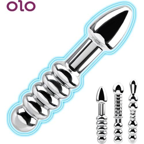 OLO Metal Anal Plug Dual Head Butt Plug Stainless Steel Dildo Anal Stimulation Sex Toys for Man Woman Prostate Massage