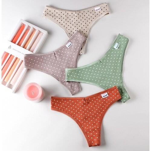 Fashion Low Waist Women Cotton Sexy G String Low Waist Dot S-XL Lady Panties Daily Underwear