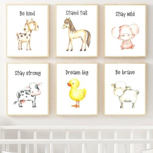 Goat Horse Pig Cow Duck Sheep livestock Wall Art Canvas Painting Nordic Posters And Prints Wall Pictures Kids Room Nursery Decor