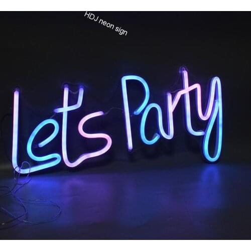 60 CM x 30 CM Custom Neon Sign RGB multicolor Transparent Acrylic Lets Party gift ideas LED Bar Neon Signs Light INS Wall Decor