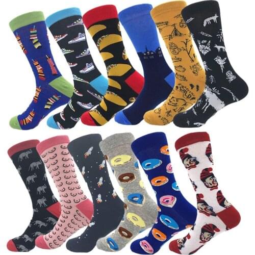 Mens fashion Pattern Dress Funky Fun Colorful Socks Luxury Crazy Novelty Dress Socks Cotton Happy Funny animal Socks