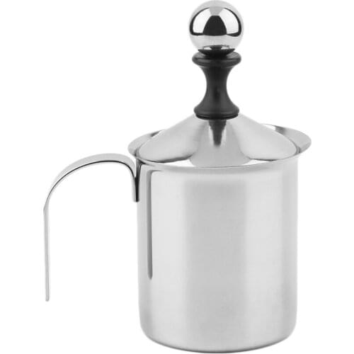 New hot sale large capacity of 400cc Stainless Steel Double Mesh Foamer DIY Fancy Coffee Cream Milk Frother Drop shipping
