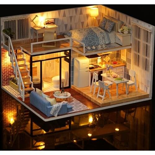 P245 DIY gift Doll House 3D Stereo Handmade Small House Building Model Creative Wooden Birthday Toy Gift