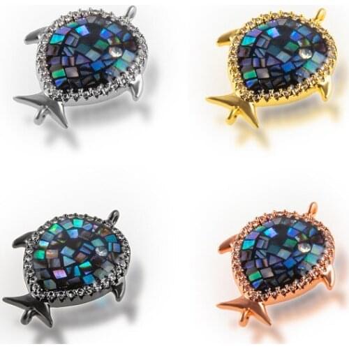 16*23mm fish shell crystal micro pave cz zircon cubic zirconia beads copper silver gold plated bracelet accessories yfg3