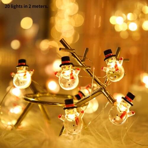 Xmas LED Light String Christmas Decoration 2M 20LED Santa Claus Snowflake Tree LED Lamp String Party Ornament New Year Gift
