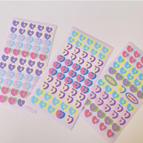 Vintage Contrast Color Alphanumeric Cute Sticker Love Shape Children Diy Collage Labels Stationery Creative Decorative Sticker