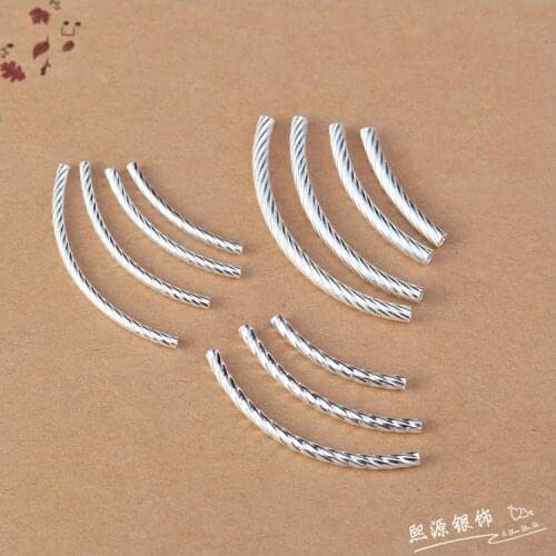 10PCS S925 sterling silver DIY bracelet accessories twisted tube bracelet bend tube handmade beaded material jewelry