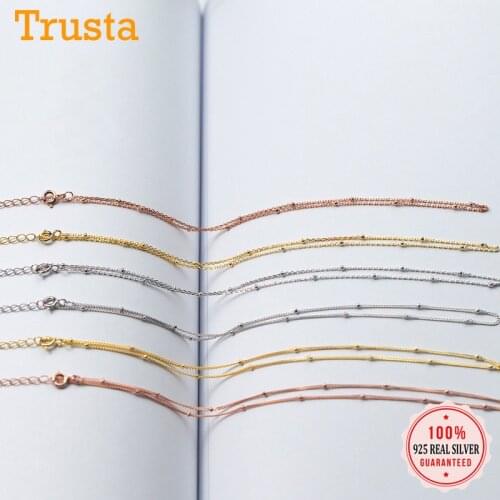 Trusta Genuine 925 Sterling Silver Minimalist Sweet Beads Chain Short Necklace for Women Girl Friend Wedding Jewelry Gift DS2102