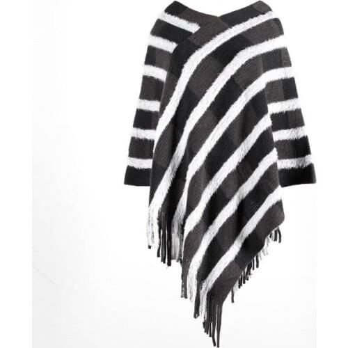 Woman Cape Poncho Spring Autumn Black Red Blue Stripe Ladies Capes Ponchos Women Cloak Coats Fashion Cape Tops Sweaters