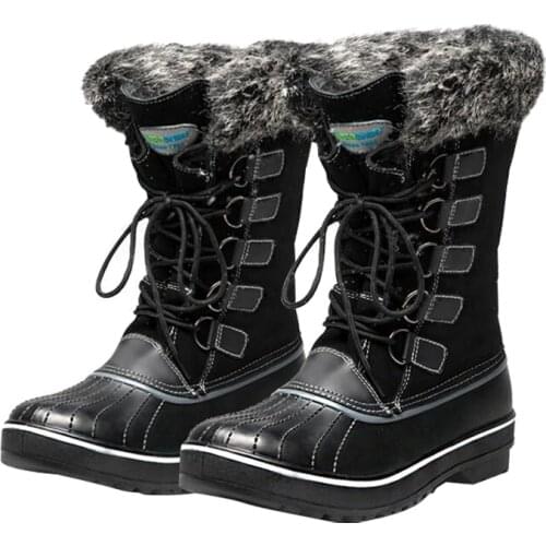 Women winter outdoor waterproof hiking boots female wool liner trekking walking snow boots ladies non-slip snow shoes for-40c