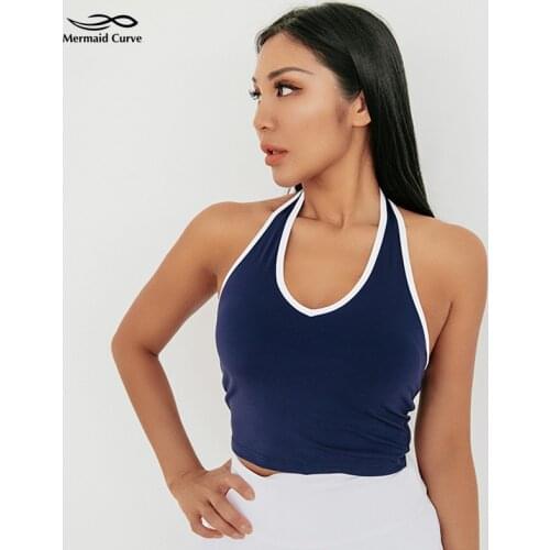 Mermaid Curve Fitness Vest Women Hanging Neck Tennis Sports Running Training Tank Quick Dry Hit Color Bra Slim Yoga Top Clothing