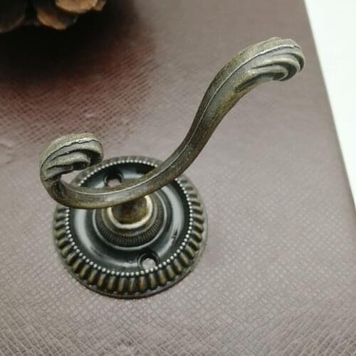 1pcs Retro Bronze Metal Coat Hook Bag Clothes Key Hanging Double Prong Holes hook Home Decor Handware