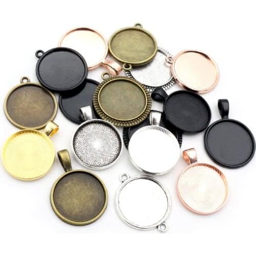 10pcs 20mm Inner Size Classic 5 Colors Plated One Sided Double Hanging Simple Style Cabochon Base Setting Charms Pendant