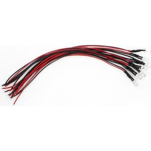 10 Pcs DC 12V Pre-wired LED Lamp Cable Bulb Emitting Diode 18cm 5mm Car Light Source