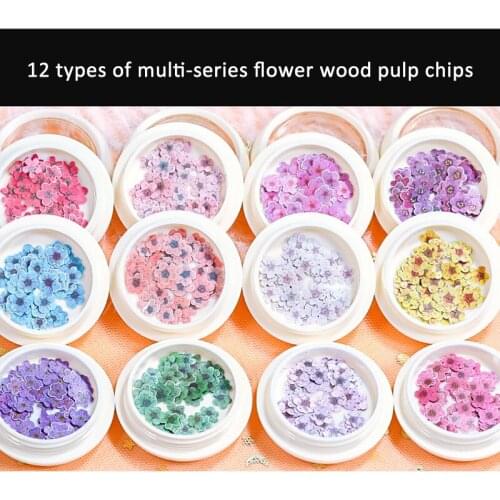 12 Styles Nail Art Color Mixed Flower Wood Pulp Piece Small Daisy Rose Fresh Pastoral Nail Dried Flower Patch DIY Nail Art Decor