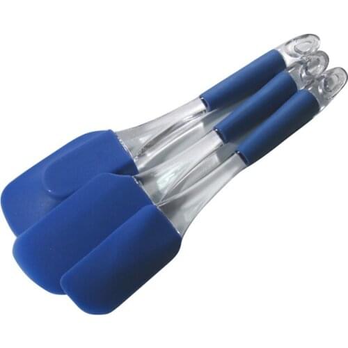 2015 Hot Cake Tools Easy Flex 3PC Kitchen Silicone Cake Spatula Silicone Spatula Set, Butter Utensil Tool Crystal Handle Blue