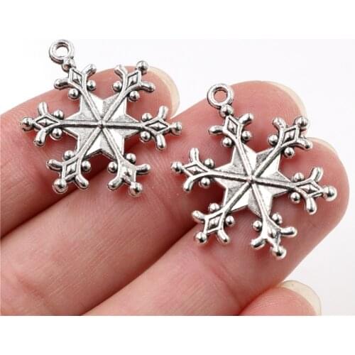 28x22mm 10pcs Antique Silver Plated Snowflake Handmade Charms Pendant:DIY for bracelet necklace-P7-07