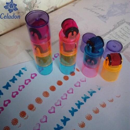 3pcs combination pens shape stamps sets, cycle roller stamp kids DIY handmade scrapbook photo album students stamps arts