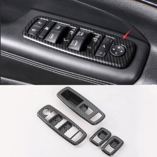 4pcs Carbon Fiber Window Switch Panel Cover Trim All-inclusive For Jeep Cherokee Grand Cherokee Journey 2011 Decorative Frame