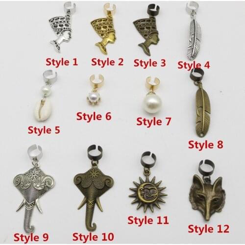4Pcs/Pack adjustable different 12 styles charms hair braid dread dreadlock beads clips cuffs rings Jewelry dreadlock accessories