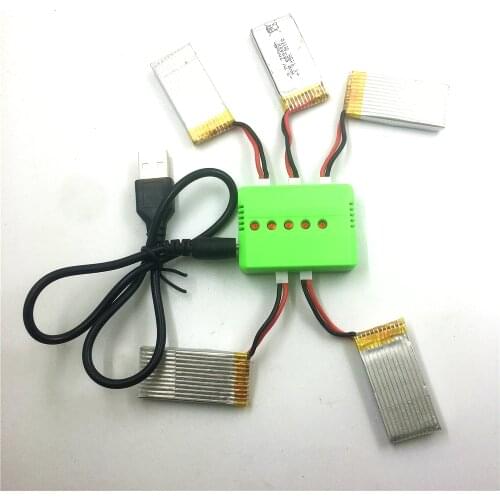 5PCS 3.7v 300mAh Lipo Battery And 5 IN 1 USB Charger For Wltoys WL Tech V911s RC Helicopter Spare Parts Accessories