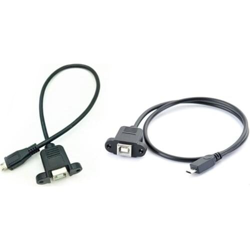 72XB 30cm/50cm Micro USB Male to USB 2.0 B Type Female Connector Cable Adapter with Panel Mount Screw Hole
