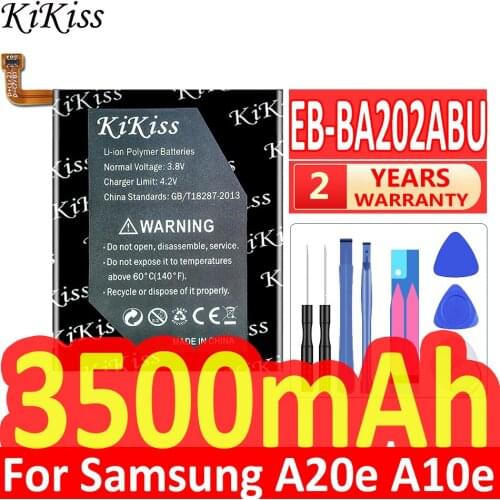 KiKiss Replacement EB-BA202ABU battery For Samsung GALAXY A20e A10e A102W A102U SM-A202F/DS SM-A202F Phone Battery 3500mAh