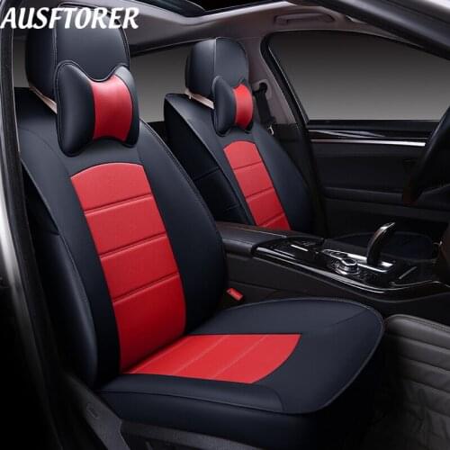 AUSFTORER Genuine Leather Cover Car for BMW 118i 116i Automobiles Seat Covers Set Car Seats Supports Protector Accessories 15PCS