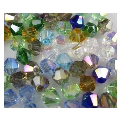 Rty45ff 1600pcs/lot 4mm 6mm Bicone Faceted loose Glass Beads Colored necklace best DIY spacer Mix bead crystal