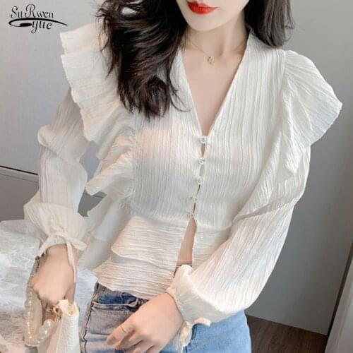 Blusas 2020 Autumn Sweet Women Tops and Blouses Chiffon Shirt Female Fashion Lace-up Shirts Women Cardigan Casual Clothes 10587